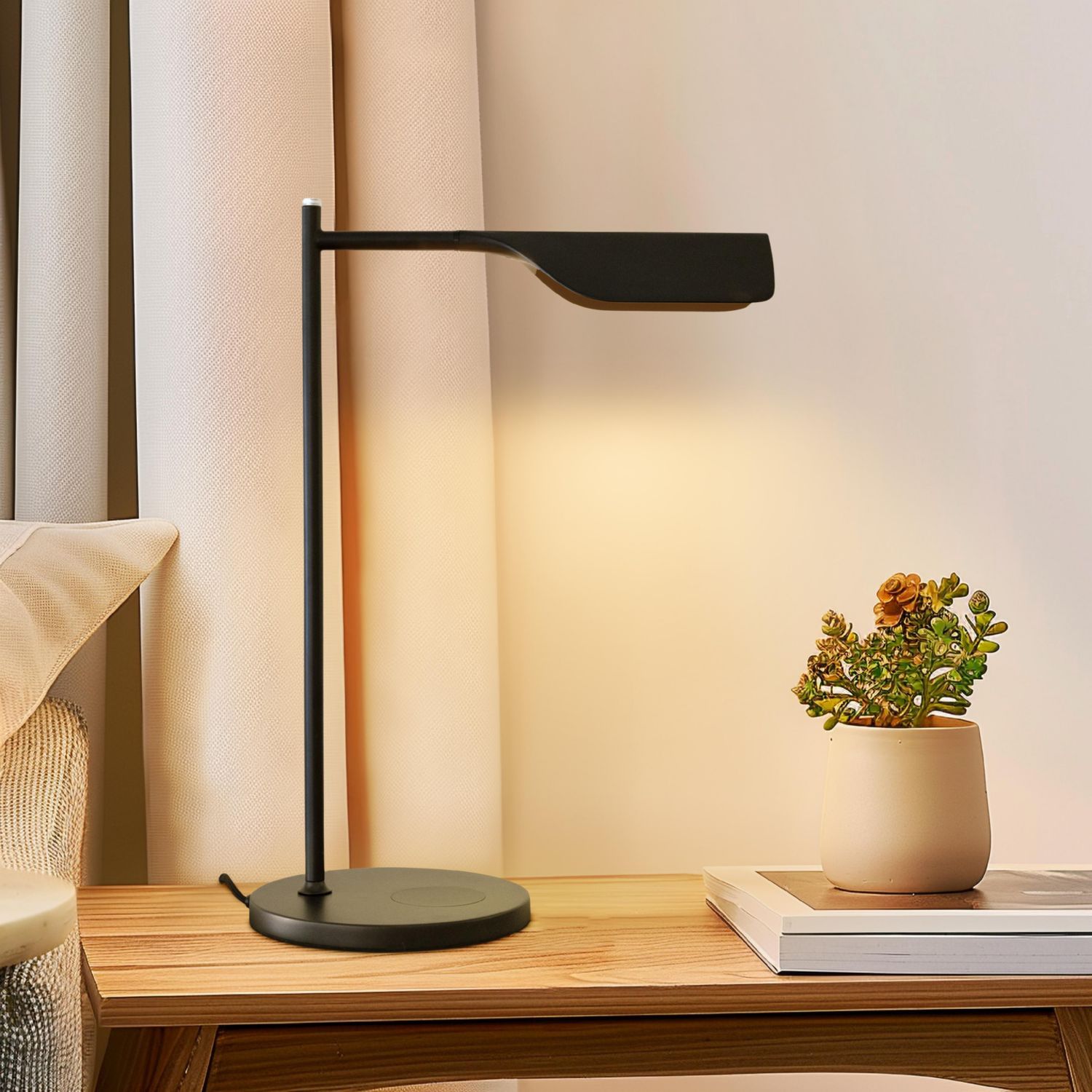 Leaf 16" Industrial LED Desk Lamp with Wireless Charging Pad