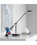 Modern Desk Table Lamp with USB Charging Port LED 20" High Satin Black Metal Adjustable Arm for Bedroom Office