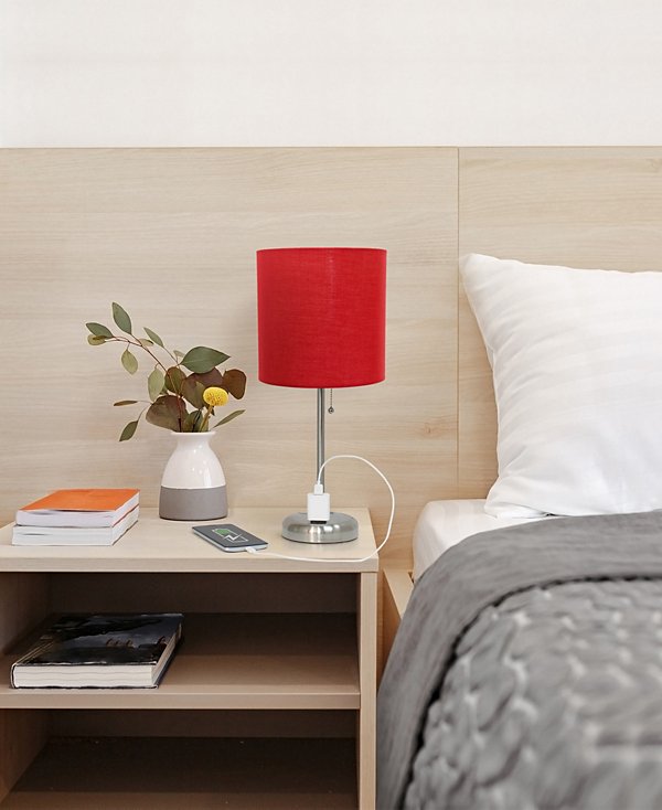 Oslo 19.5" Contemporary Bedside Standard Metal Table Desk Lamp with White Drum Fabric Shade