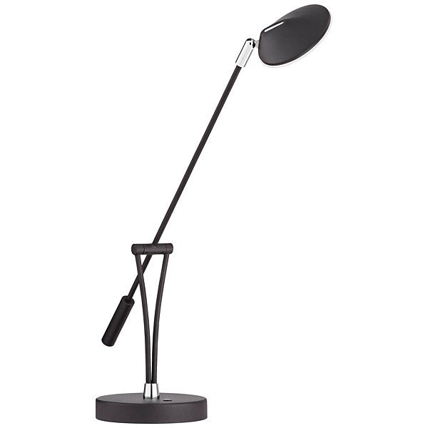 Modern Desk Table Lamp with USB Charging Port LED 20" High Satin Black Metal Adjustable Arm for Bedroom Office