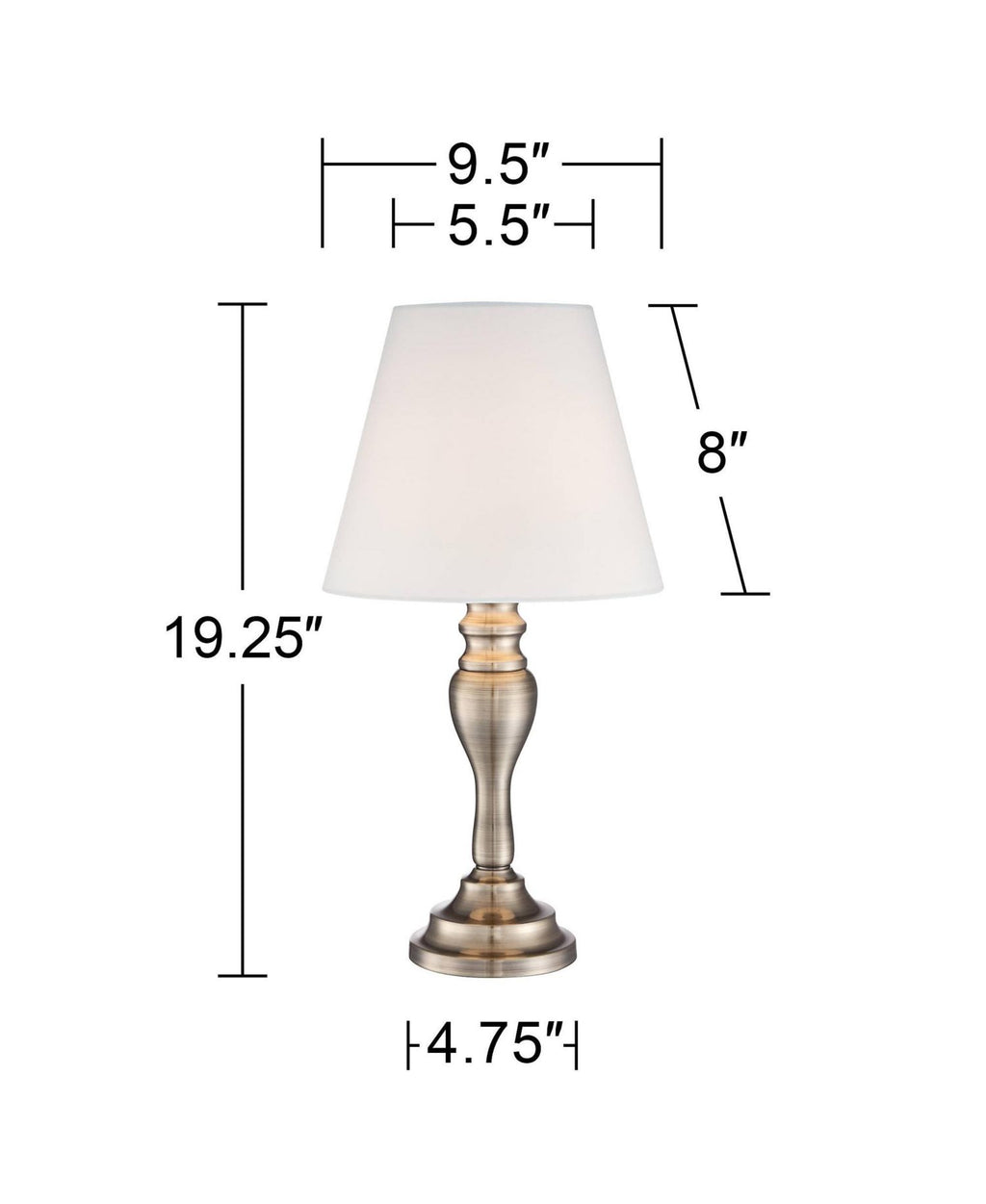 Thom Traditional Desk Lamp 19 1/4" High Brass Candlestick Touch On Off White Bell Shade for Bedroom Living Room Bedside Nightstand Office