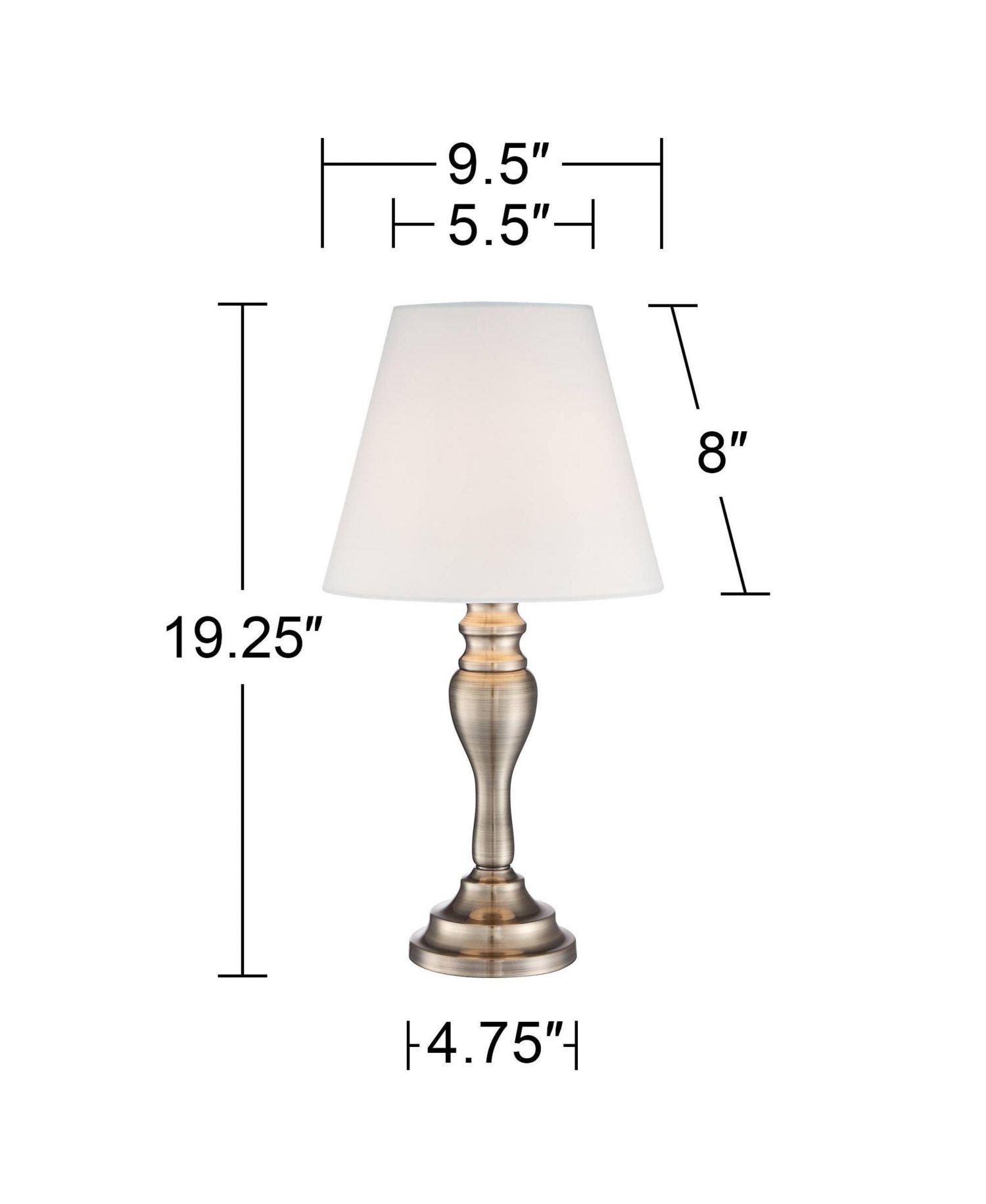 Thom Traditional Desk Lamp 19 1/4" High Brass Candlestick Touch On Off White Bell Shade for Bedroom Living Room Bedside Nightstand Office