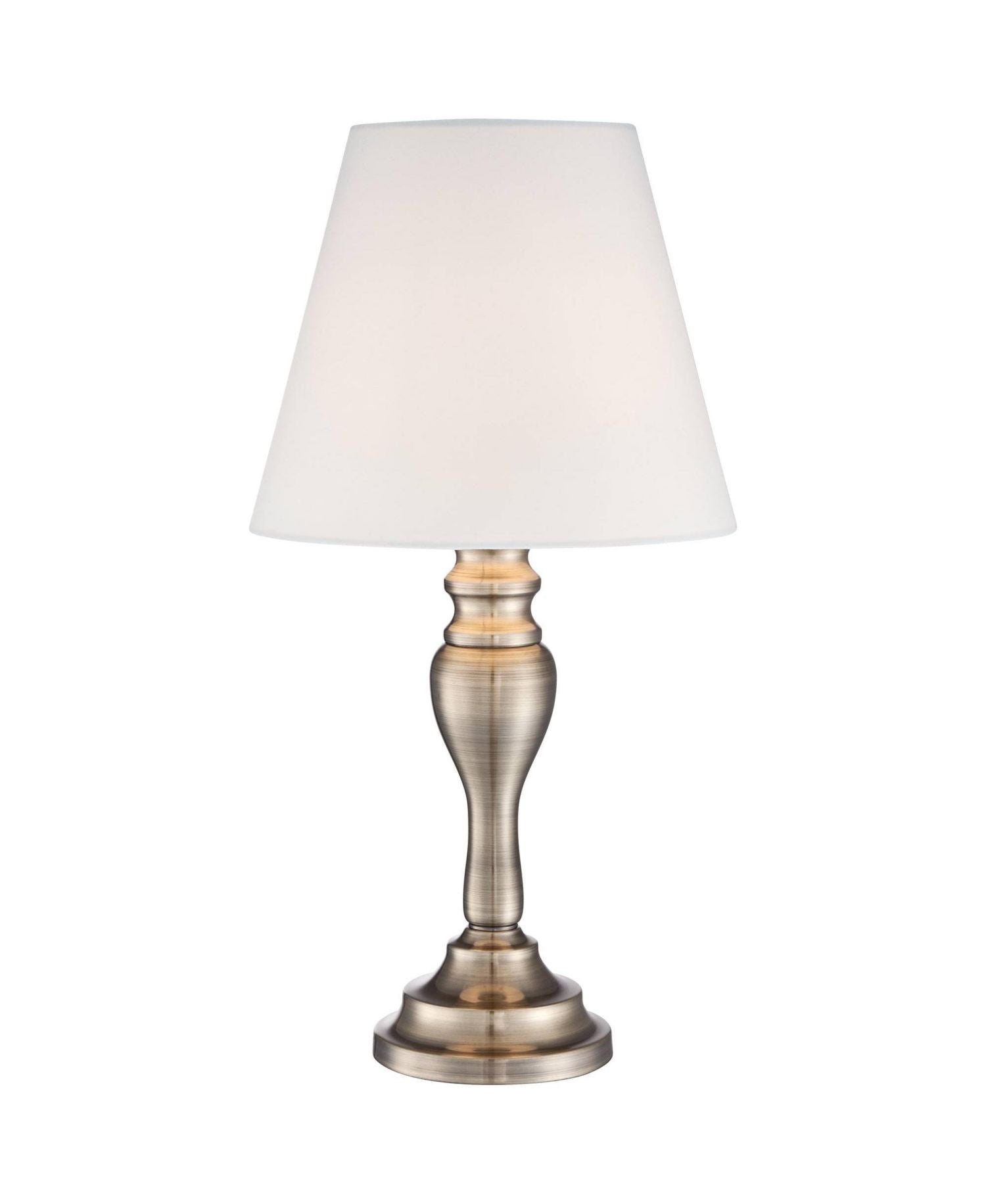 Thom Traditional Desk Lamp 19 1/4" High Brass Candlestick Touch On Off White Bell Shade for Bedroom Living Room Bedside Nightstand Office